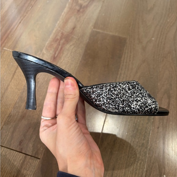 Steve Madden Black and Silver Glitter Heels - Picture 1 of 4